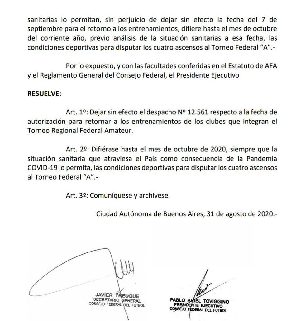 la nota del Consejo federal